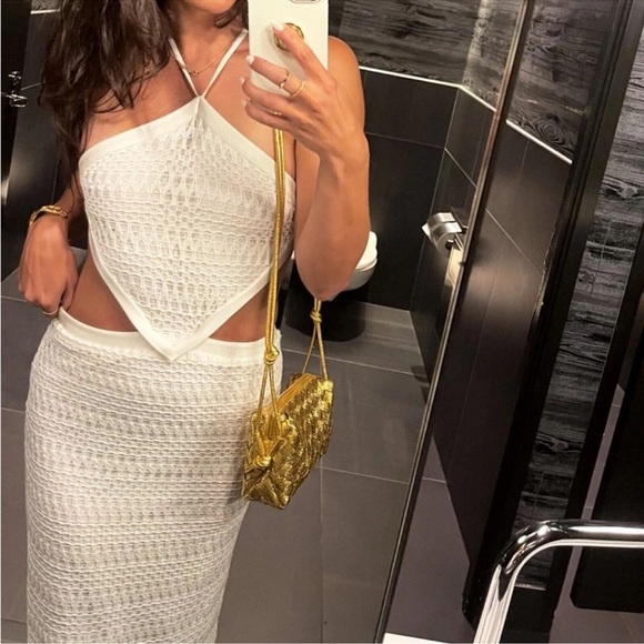 PATBO white ivory crochet halter beach cutout maxi dress - Size 10 - Picture 5 of 13